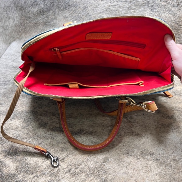 Dooney & Bourke Croco Embossed Satchel Handbag In Marine Blue - Picture 6 of 7